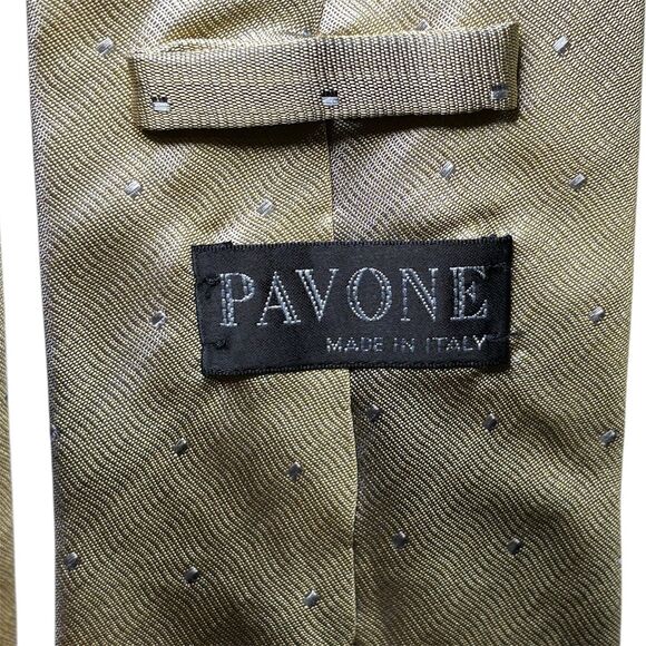 Pavone Men's Silk Tie Gold Gradient Dotted Pattern Handmade in Italy Business - Picture 6 of 6